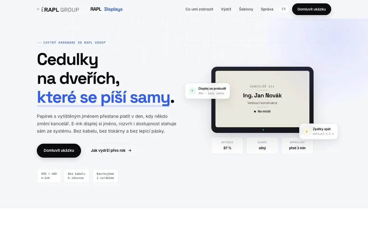 Cedulky, které se píší samy — ukázka webu