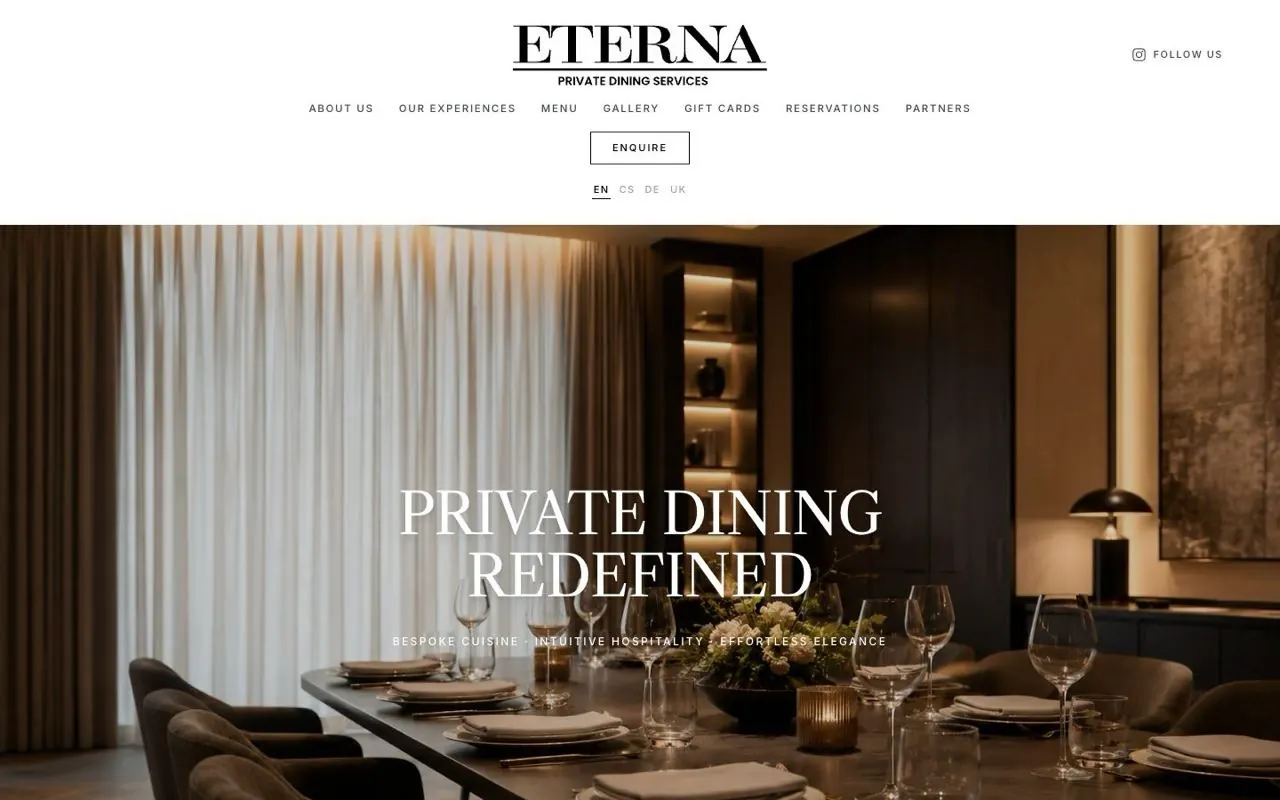 Eterna — ukázka webu